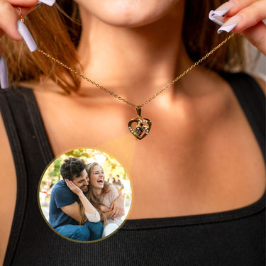 Love Photo Personalised Necklace - Rose Gold Heart Necklace - Custom Necklace Necklace Gold Brother & Sisters